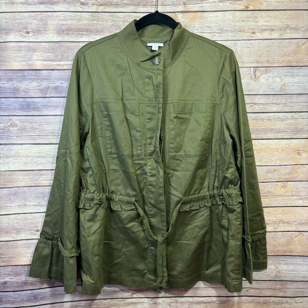 J Jill Olive Green Jacket EUC Size Medium Tall